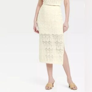 A New Day Bohemian Crochet Midi Sweater Skirt – Cream Off-White, Size Large, NWT